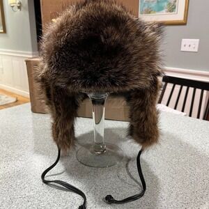 Frr‎ XXL Natural Genuine Luxury Racoon Fur Russian Style Leather Ties